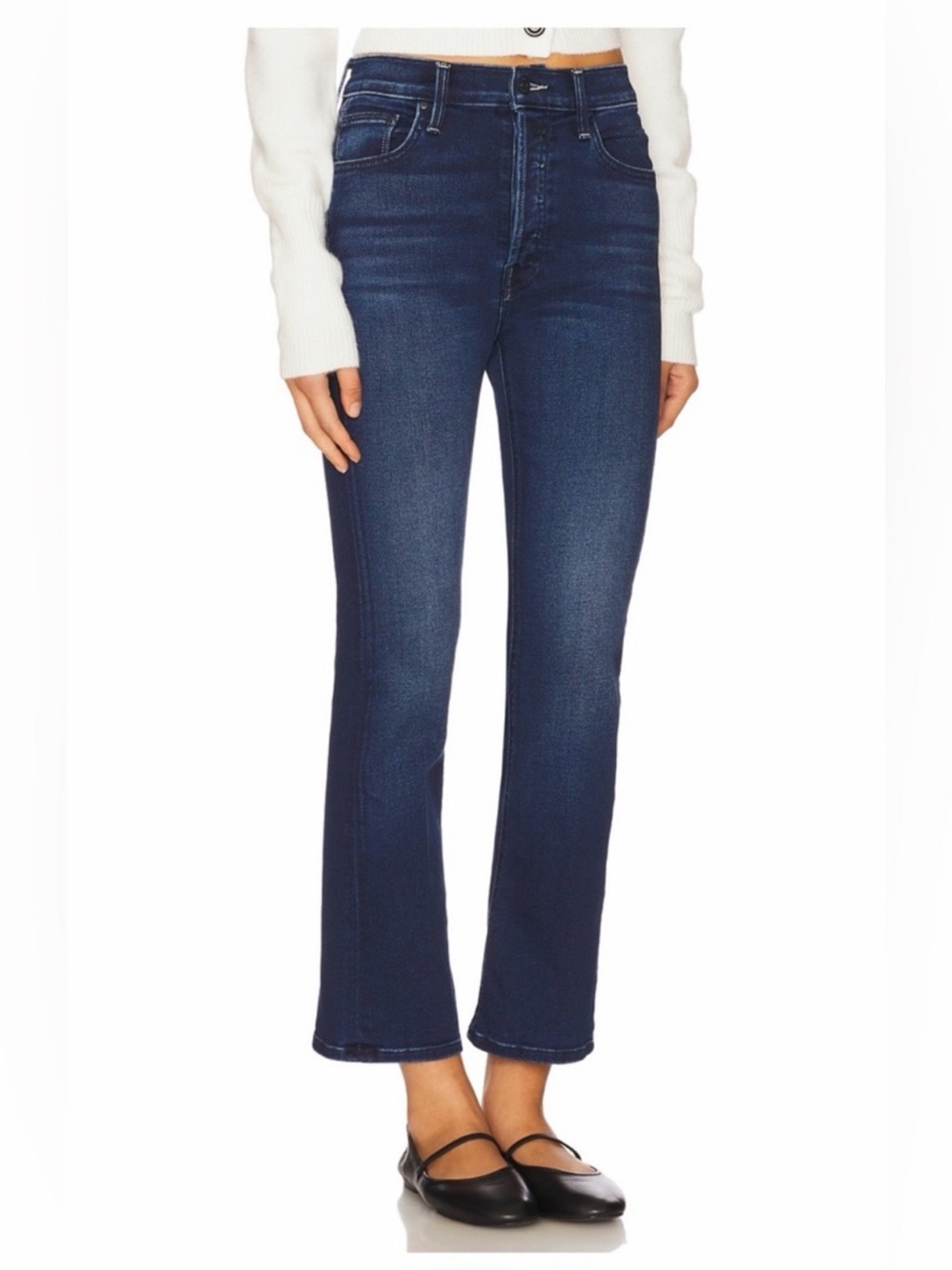MOTHER The Tripper Ankle Taking Shape Dark Blue Wash High Rise Cropped 33